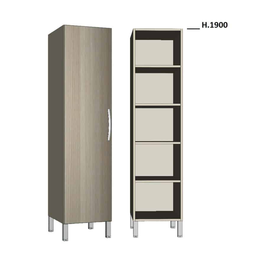 TE1510 - PATIENT WARDROBE (1 DOOR, 4 SHELVES) - Armadi