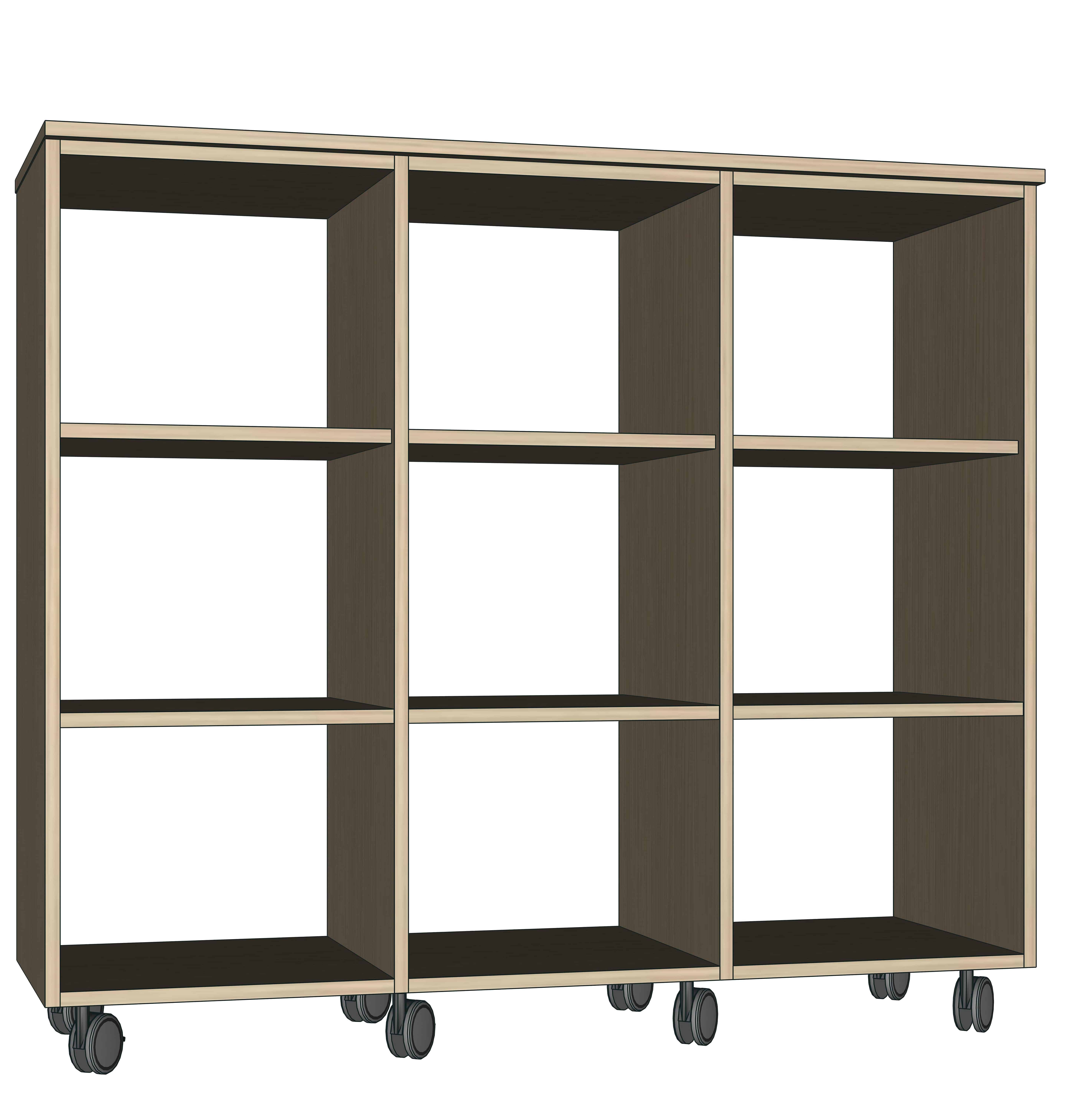 EC0702 - TALL UNIT – OPEN FRONT – ON WHEELS – WITHOUT BACK