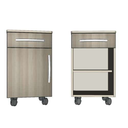 TE1026 - BEDSIDE CABINET ON WHEELS (DRAWER, BOTTLE HOLD.) - Comodino