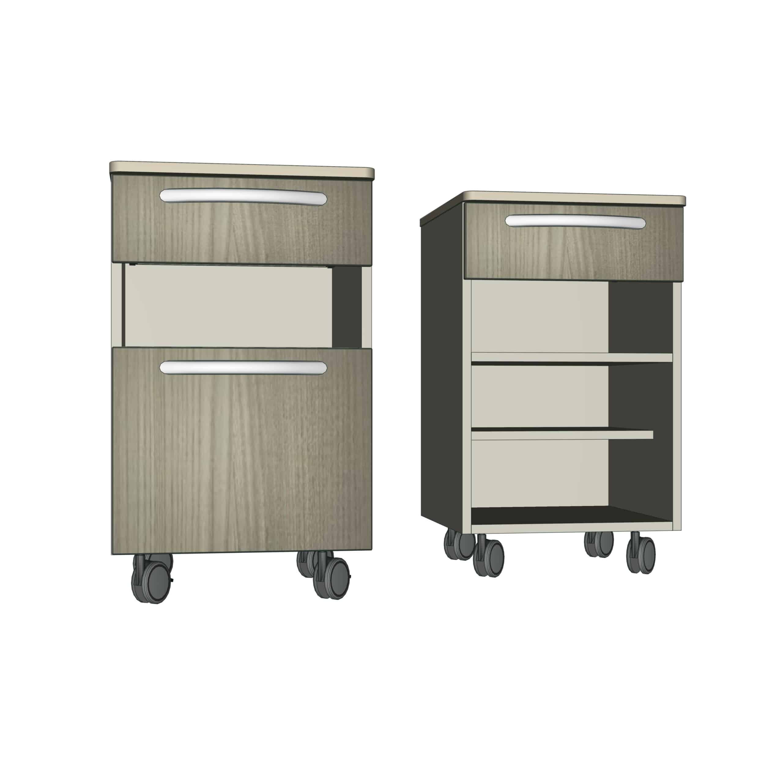 TE11M0 - BEDSIDE CABINET ON WHEELS (DOOR, OPEN COMP.) - Comodino