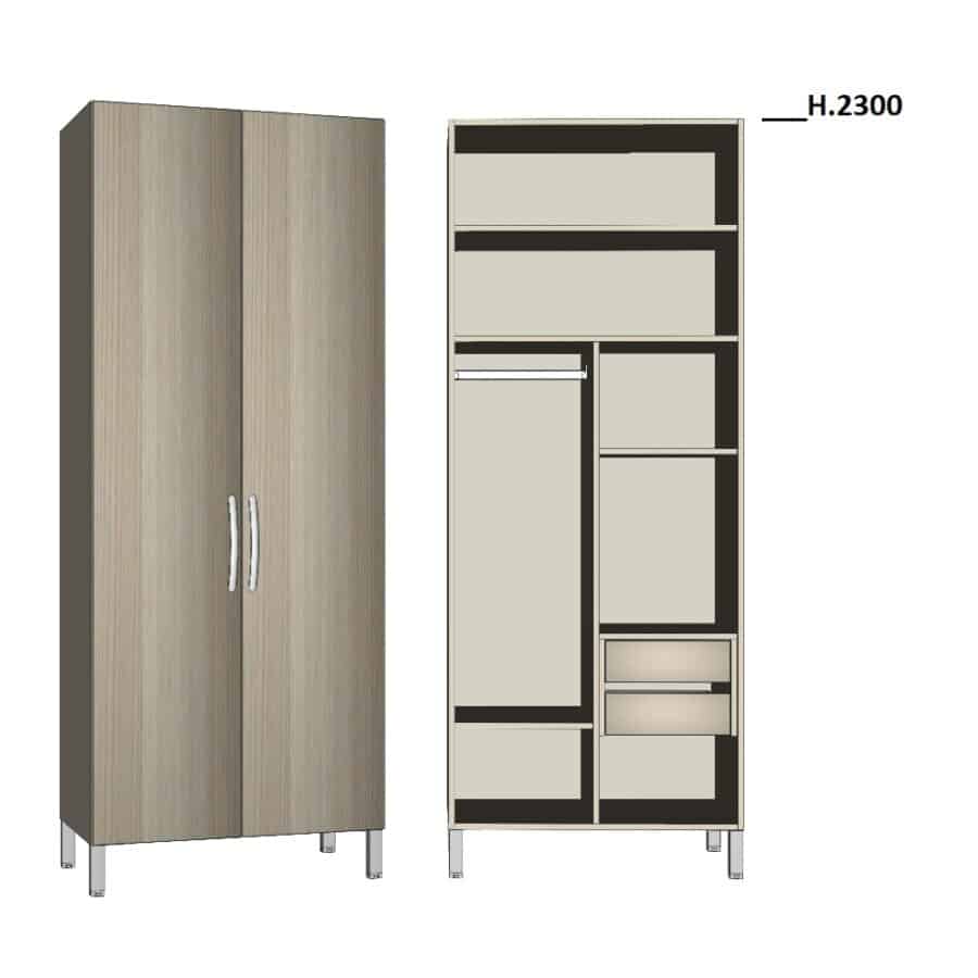 TE1740 - PATIENT WARDROBE (2 DOORS, 2 DRAWERS) – 1 PLACE - Armadi