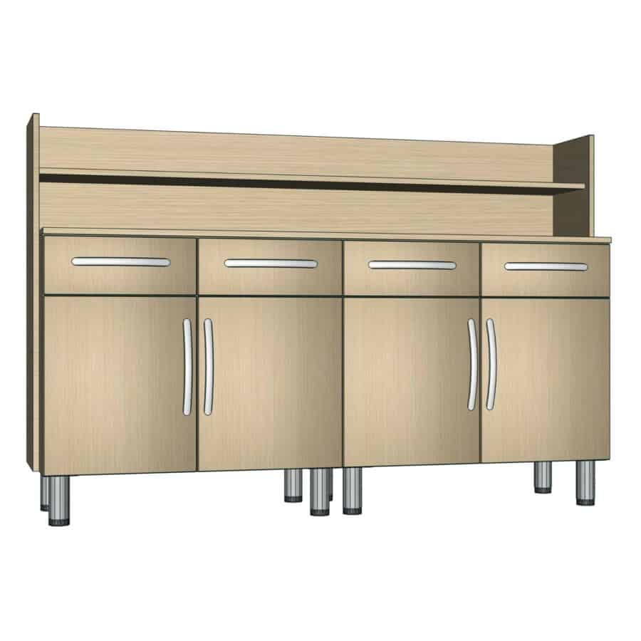 TE7030 - CREDENZA 4 ANTE + 4 CASSETTI + PIATTAIA - Soggiorni e credenze